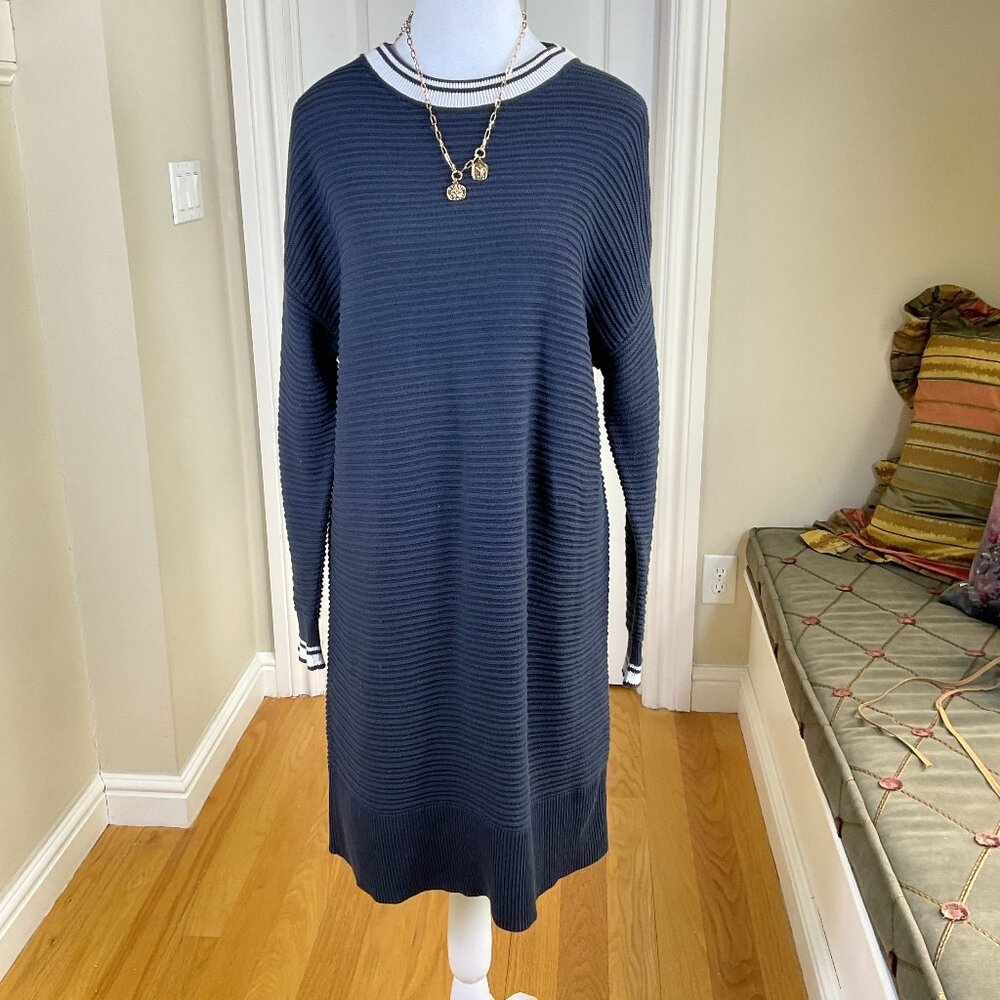 Barbour Dress Knit Cotton Blue White Coastal (8) - Picture 2 of 8